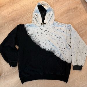 Emma & Sam Black and White distressed oversized Splatter Hoodie